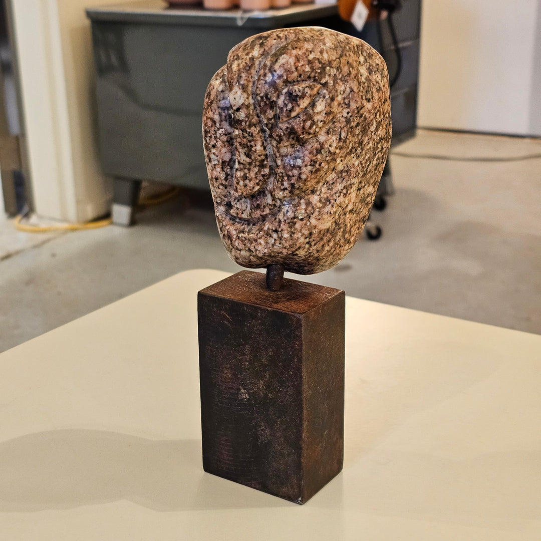 Abstract Stone Sculpture on Bronze Base