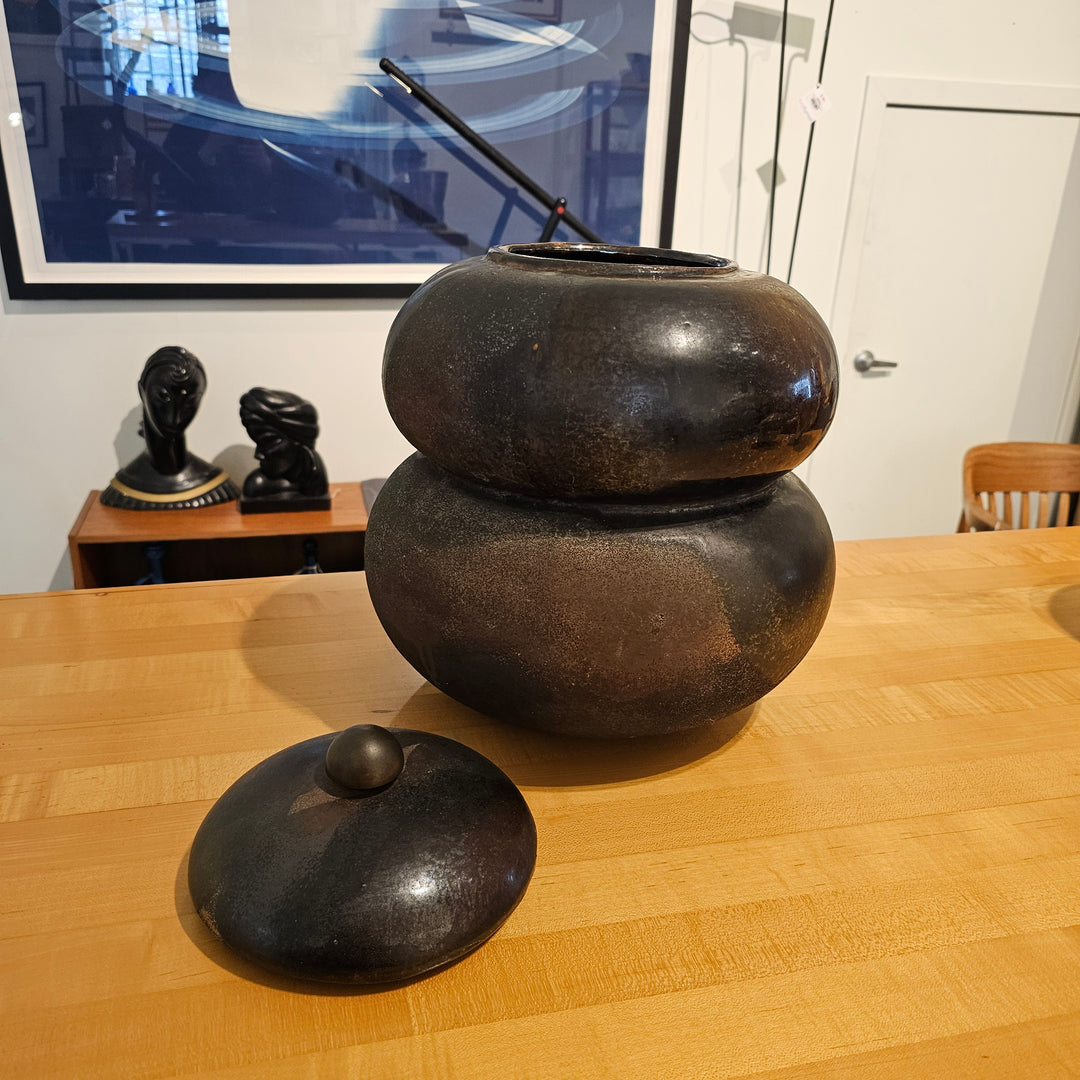 Large Tony Evans Raku Pottery Jar