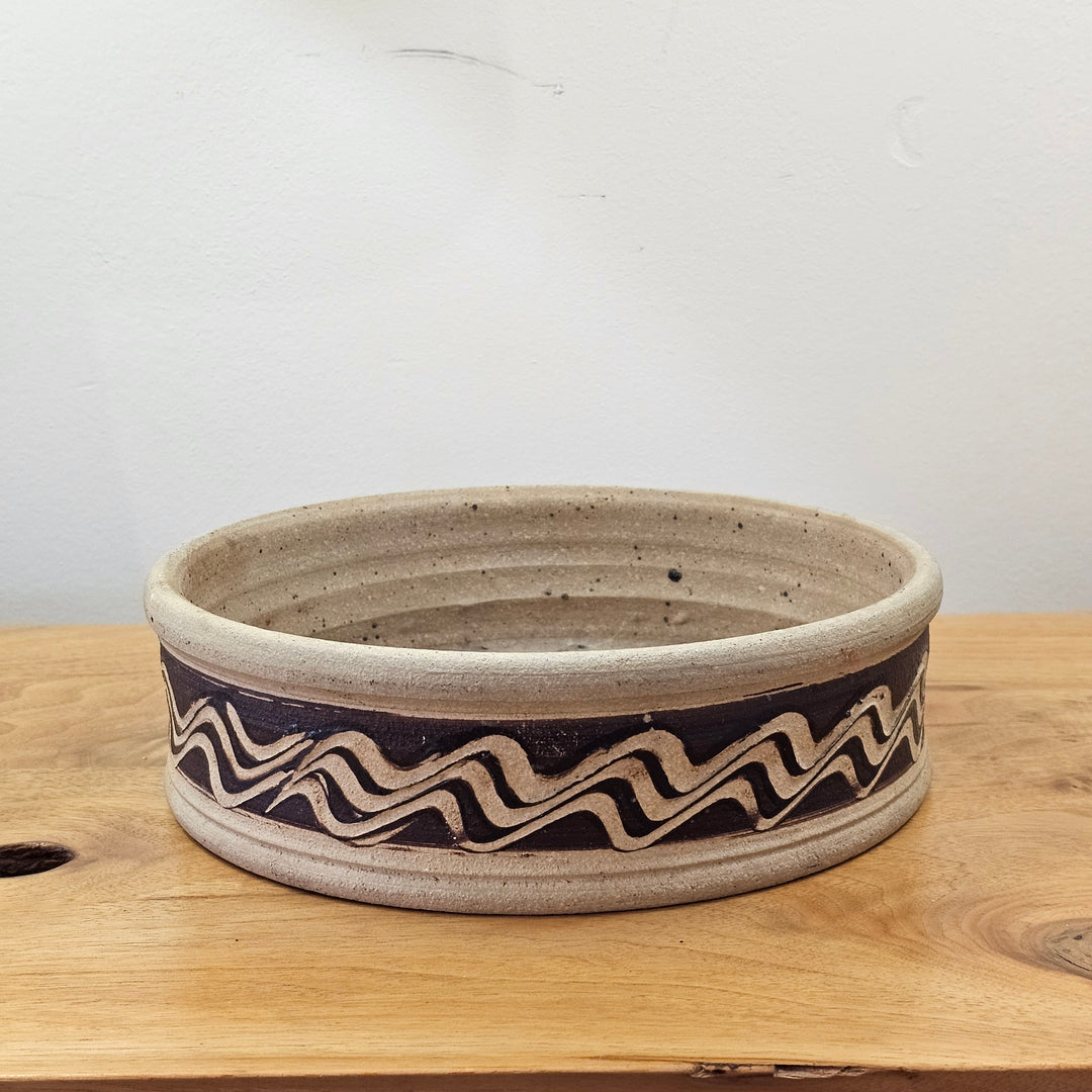 Wavy Stoneware Studio Pottery Bowl