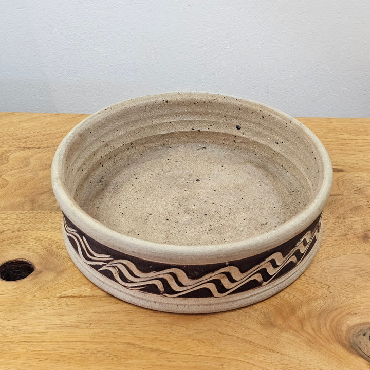 Wavy Stoneware Studio Pottery Bowl
