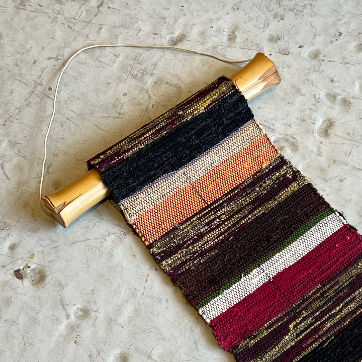 Narrow Decorative Wall Textile w/Bamboo Hanger