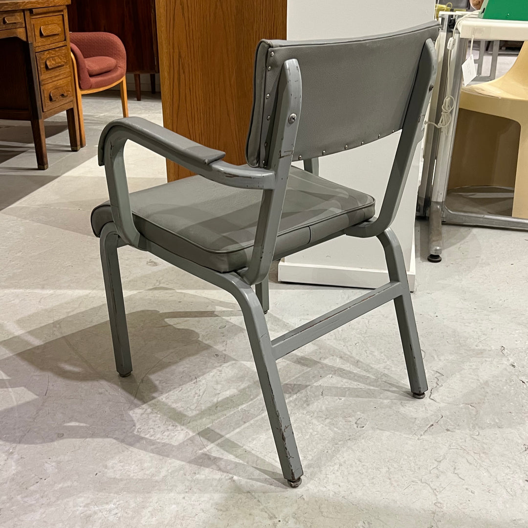 Vintage Gray Industrial Metal Armchair