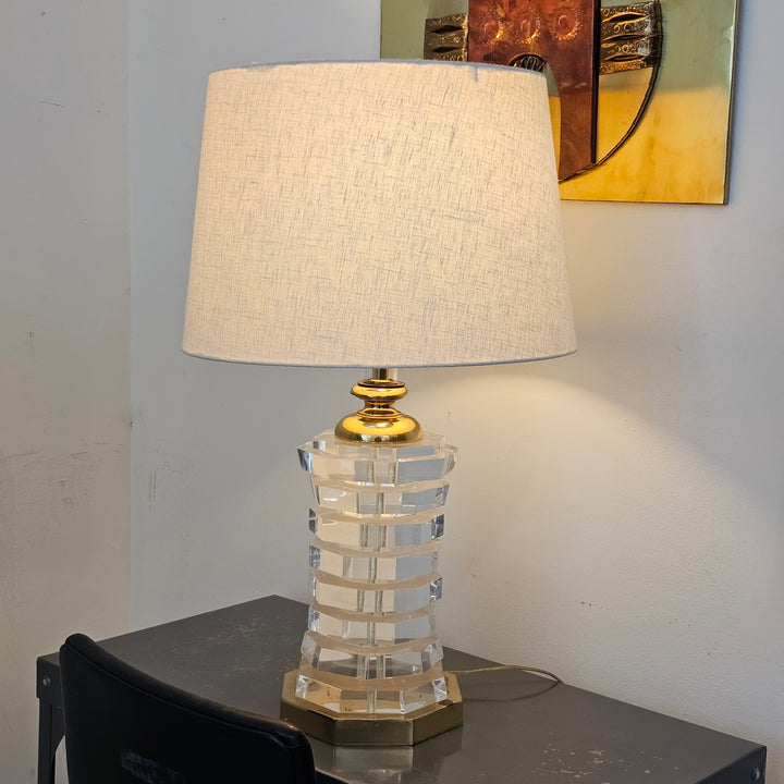 Stacked Lucite Table Lamp