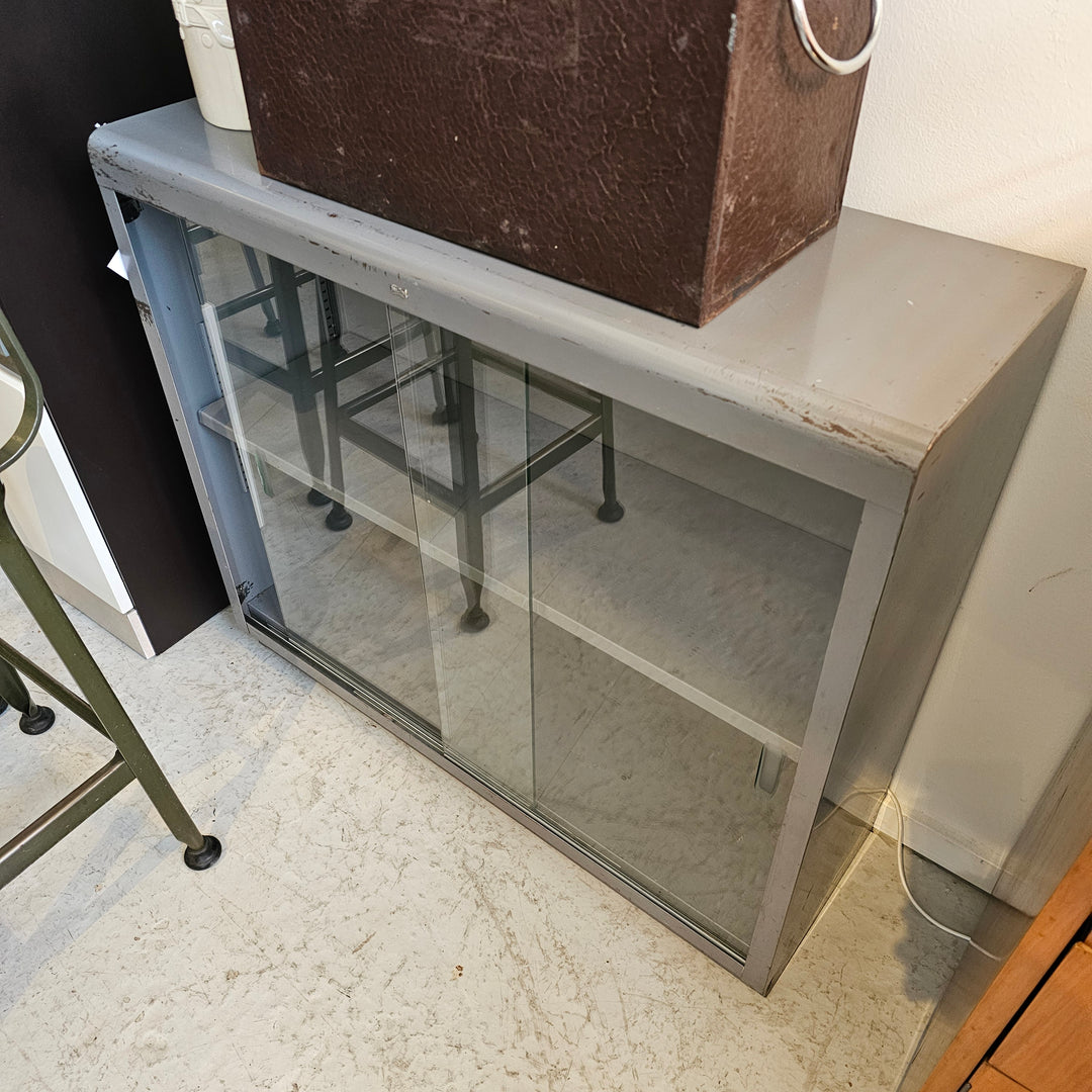 Industrial Metal Cabinet w/ Glass Doors
